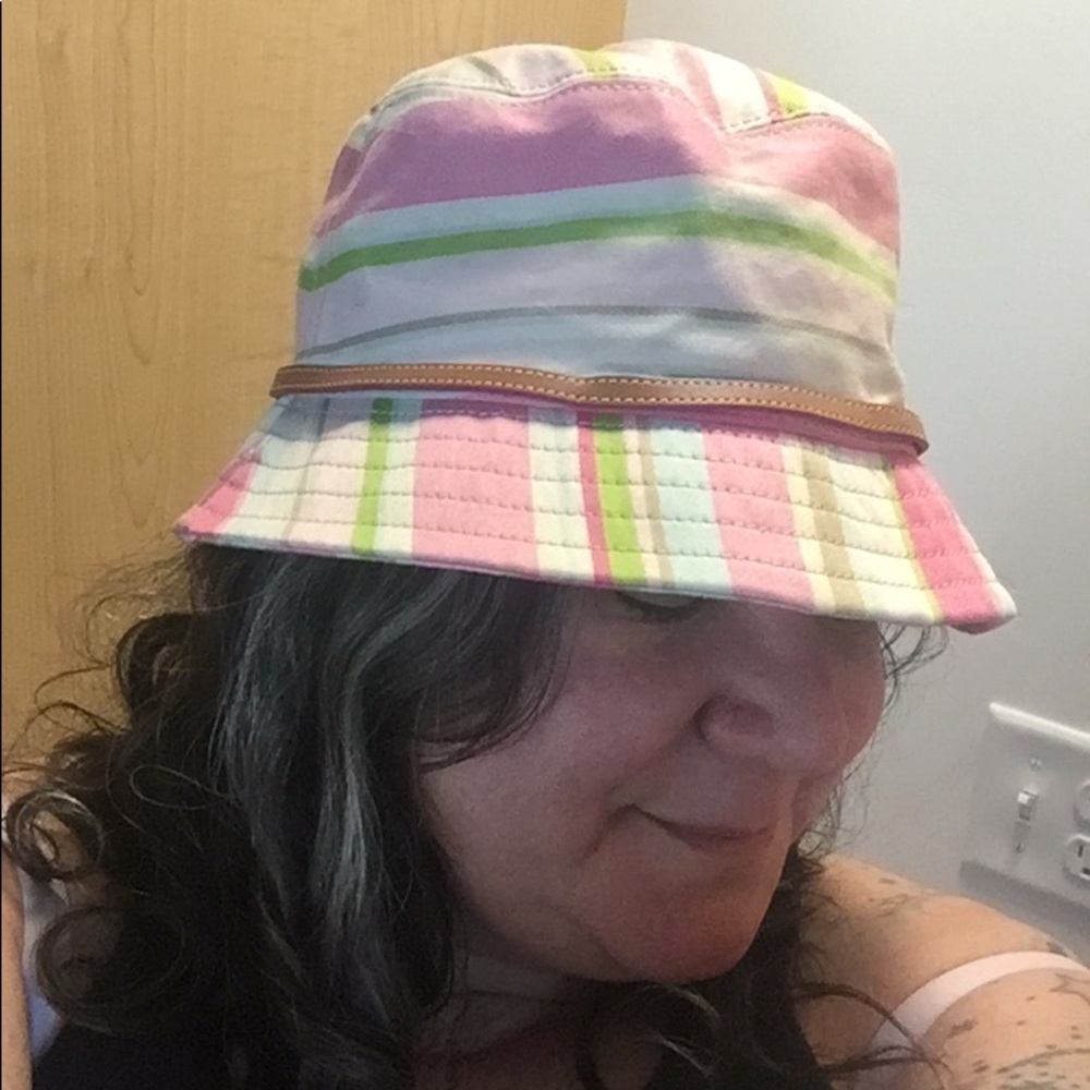 SOLD Coach Pink Striped Bucket Hat NEVER WORN
